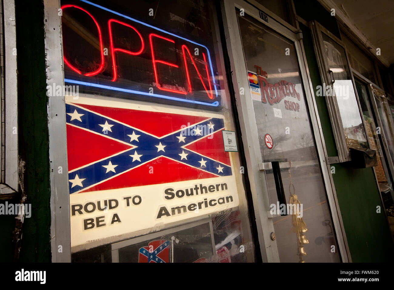 Confederato razzista e collo rosso Shop in Laurens, SC Foto Stock