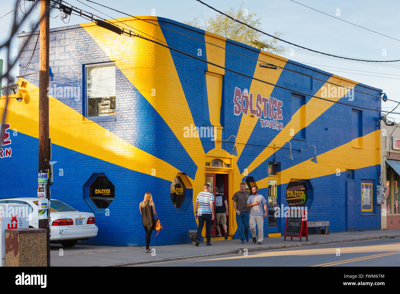 Solstice taverna, quartiere NoDa, Charlotte, North Carolina, STATI UNITI D'AMERICA Foto Stock