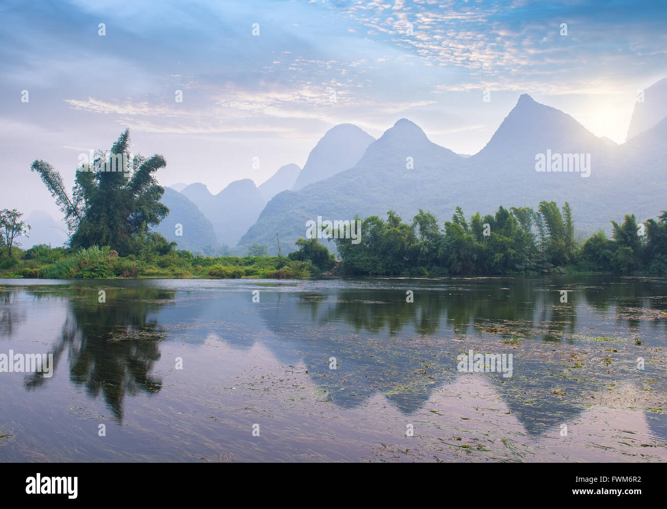 Paesaggio in Yangshuo Guilin, Cina Foto Stock