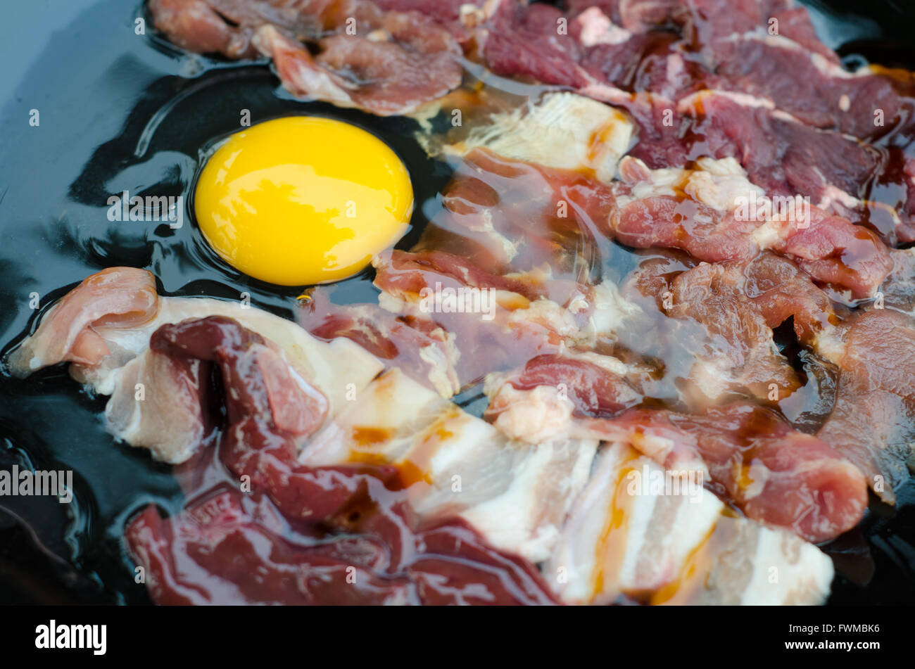 Affettare la carne di maiale e manzo , Barbecue Coreano Style Foto Stock