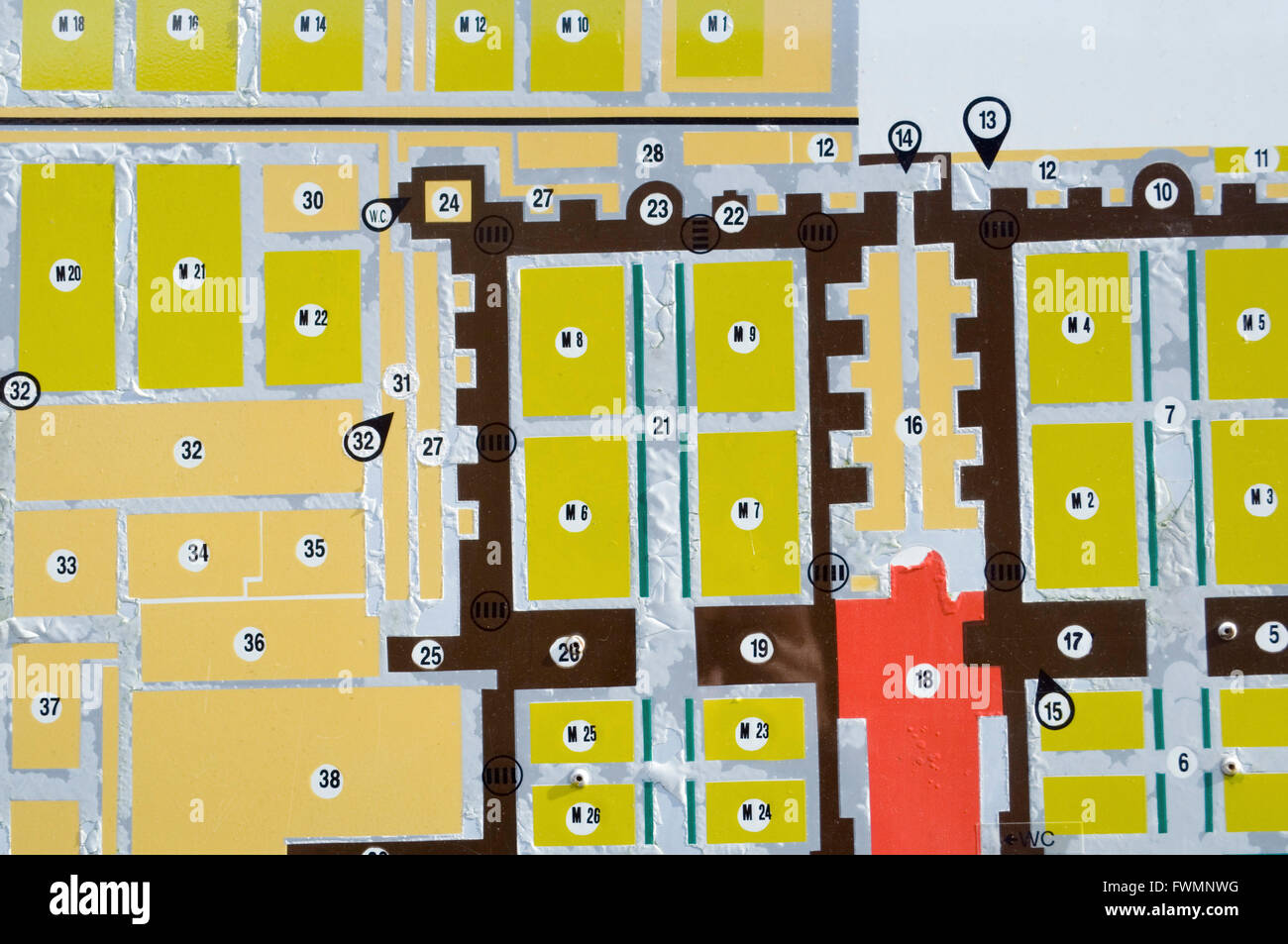 Mappa del cimitero, Certosa, Ferrara, Italia Foto stock Alamy