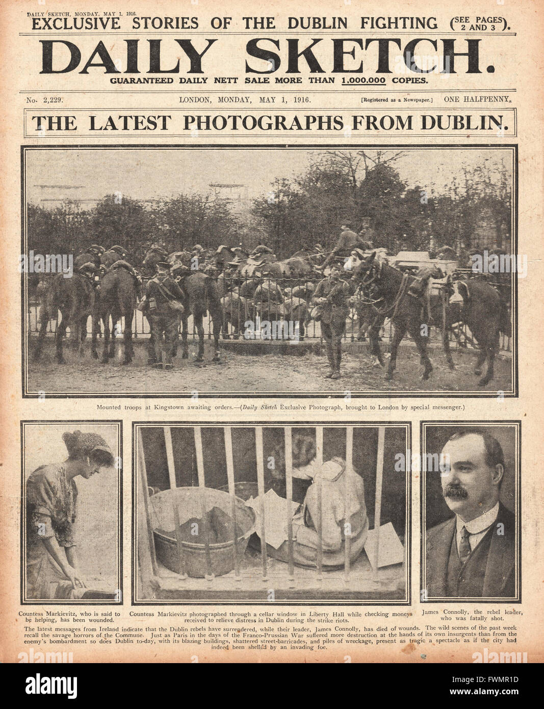 1916 Daily Sketch Easter Rising a Dublino Foto Stock