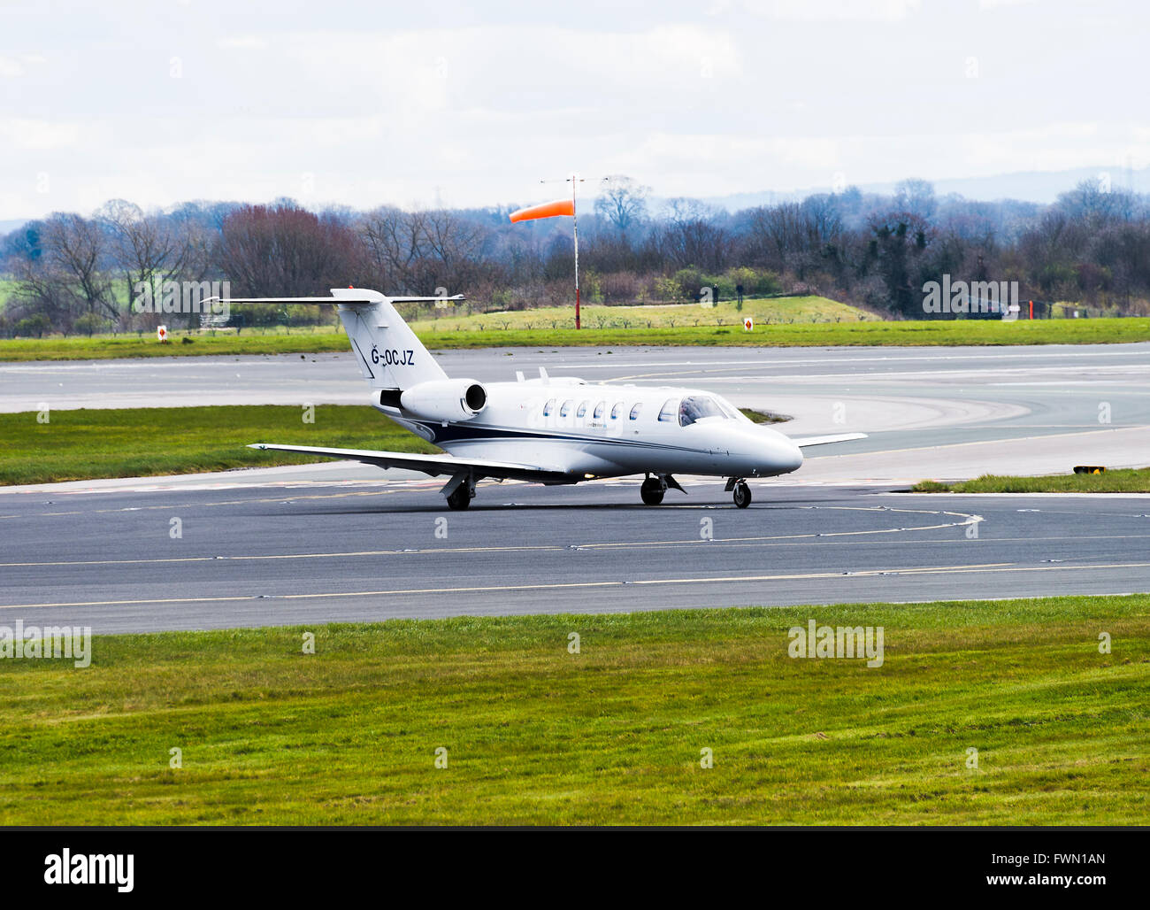 Jet Executive Cessna 525una citazione aeromobili all'Aeroporto Internazionale di Manchester Inghilterra England Regno Unito Regno Unito Foto Stock