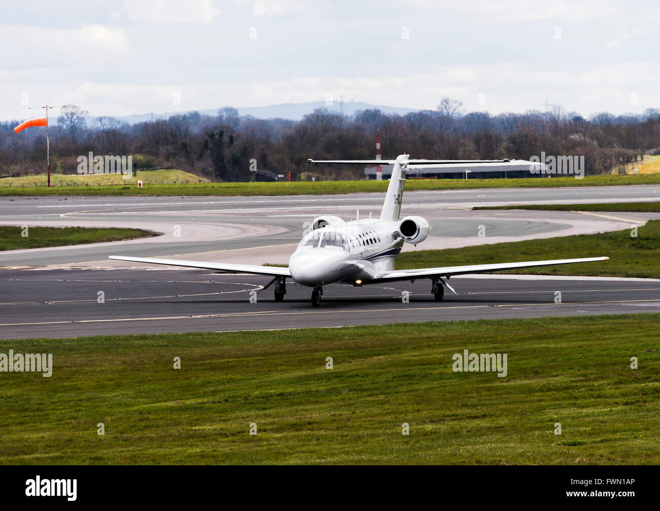 Jet Executive Cessna 525una citazione aeromobili all'Aeroporto Internazionale di Manchester Inghilterra England Regno Unito Regno Unito Foto Stock