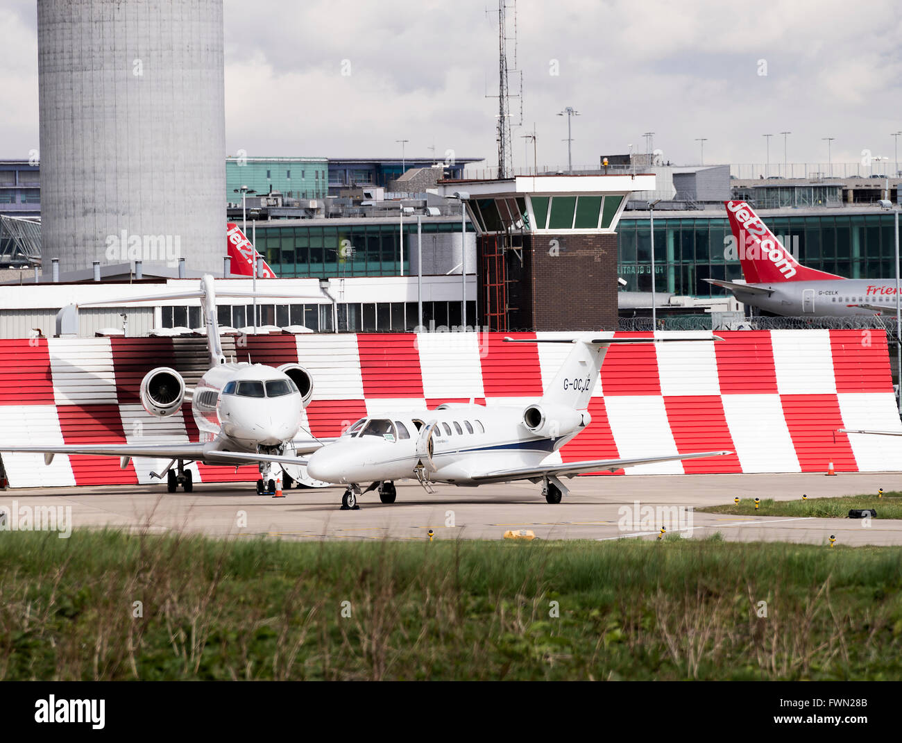 Jet Executive Cessna 525una citazione aeromobili all'Aeroporto Internazionale di Manchester Inghilterra England Regno Unito Regno Unito Foto Stock