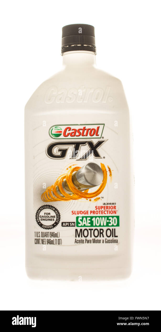 Winneconne, WI - 19 agosto 2015: Quart di Castrol GTX olio motore Foto Stock
