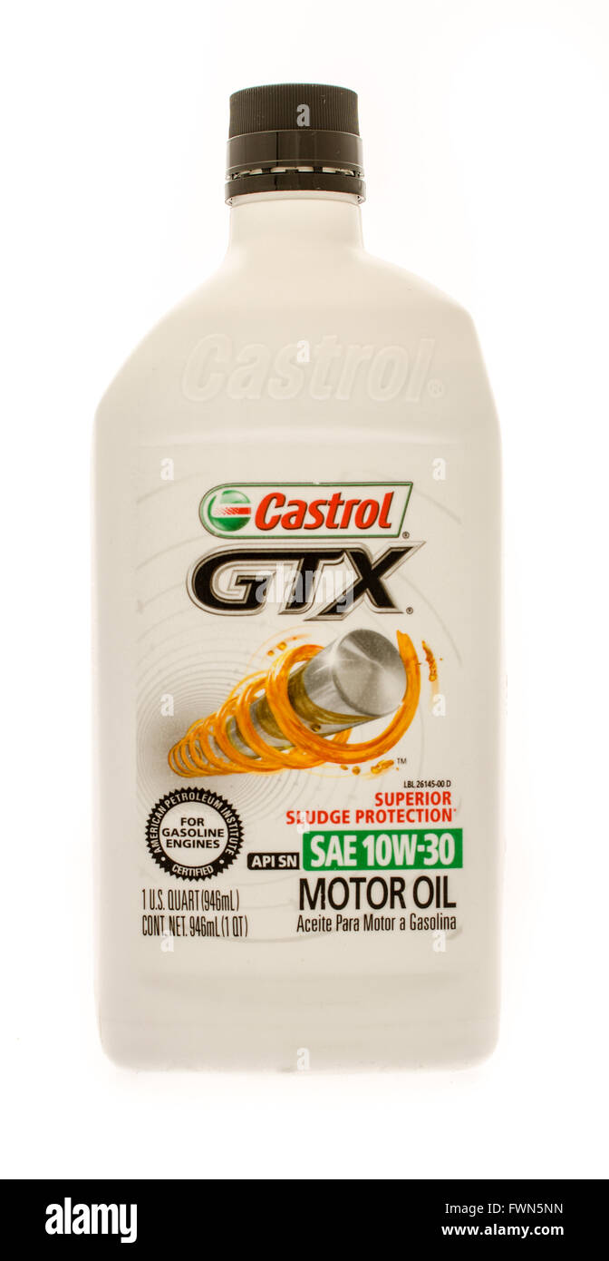 Winneconne, WI - 23 agosto 2015: un litro di Castrol GTX olio motore, Foto Stock