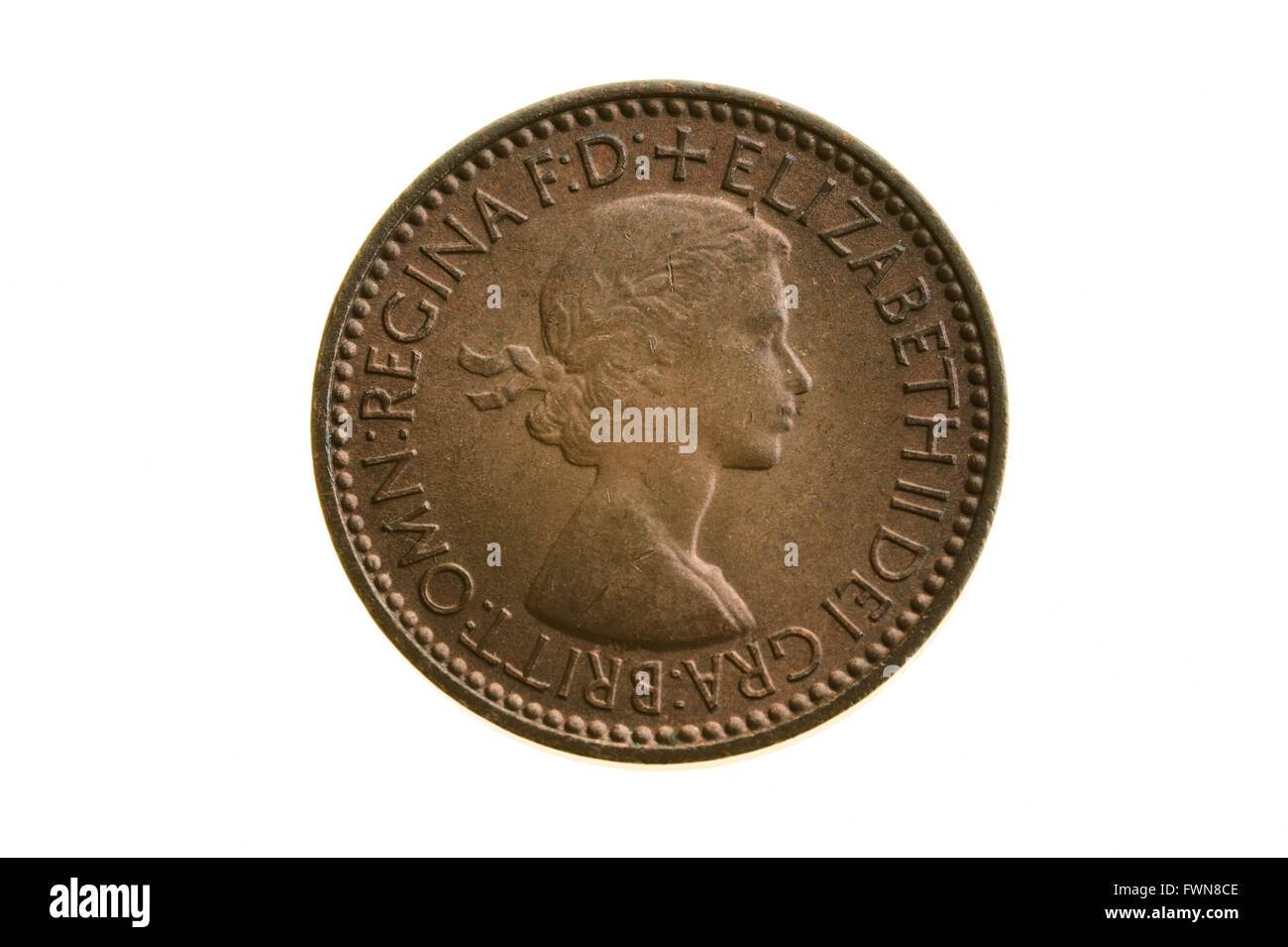 Vecchio farthing, pre decimale monete del Regno Unito. Foto Stock