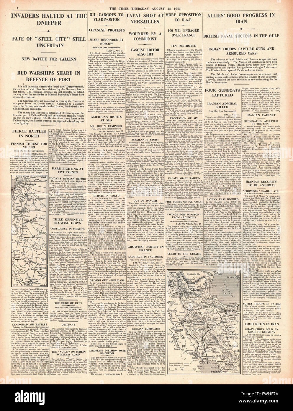 1941 Pagina 4 Tempi Pierre Laval girato a Versailles Foto Stock