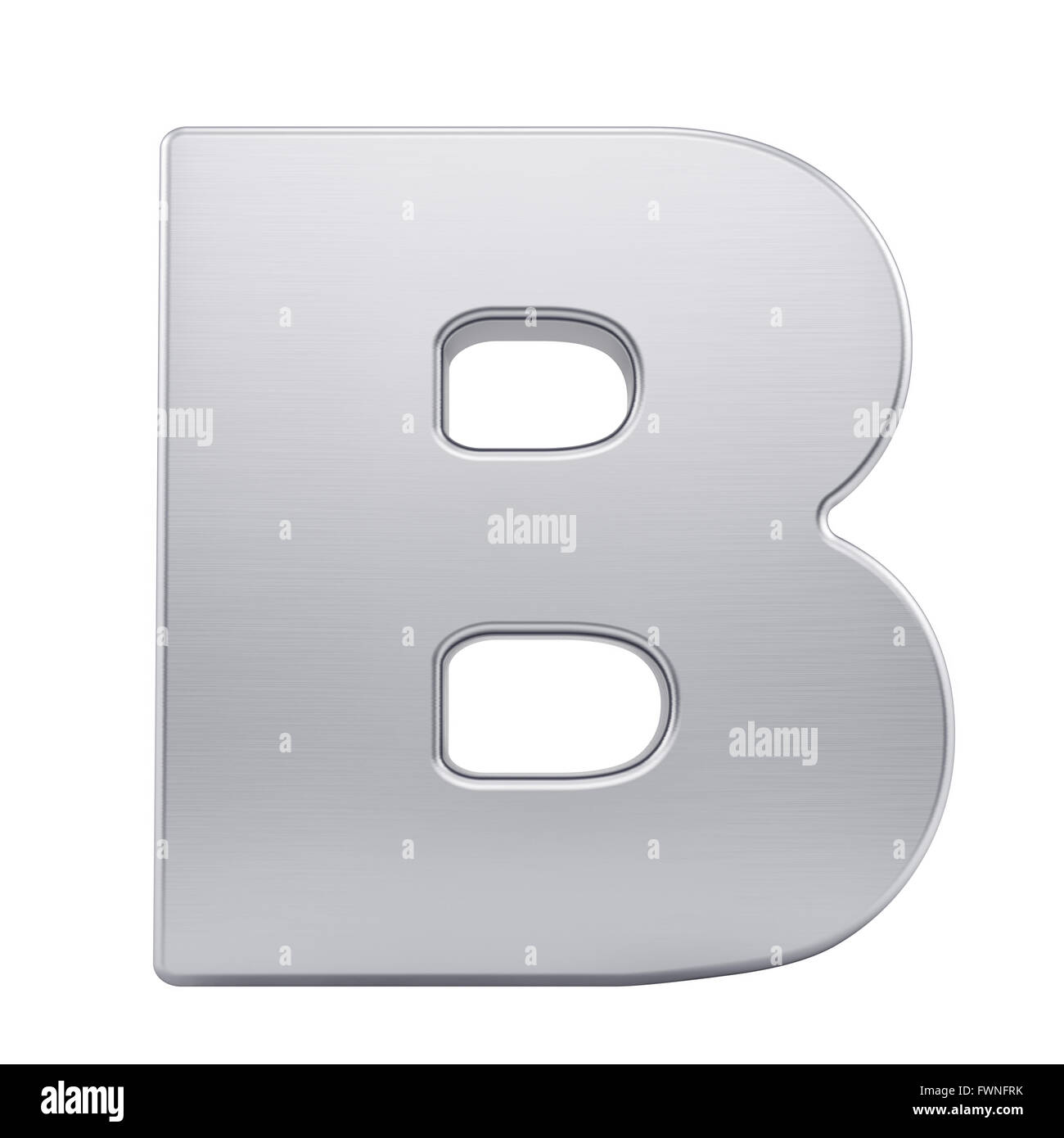 Il rendering della lettera B con metallo spazzolato texture, isolato su bianco Foto Stock