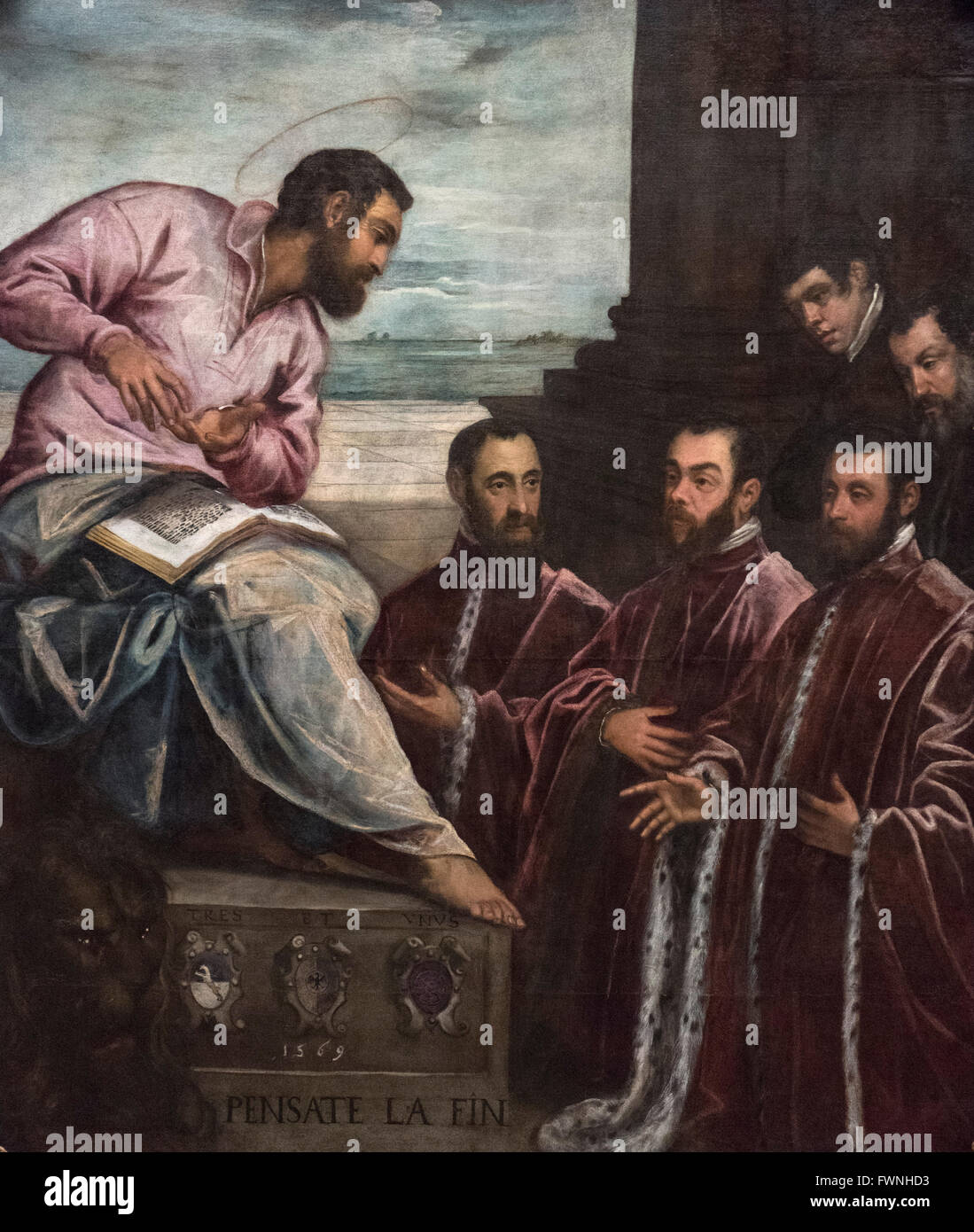 Tintoretto - Jacopo Robusti (1518-1594), Tre camarlinghi della Città di Venezia (Marco da Molin, Carlo Cornaro e Nicolò Zane) Foto Stock