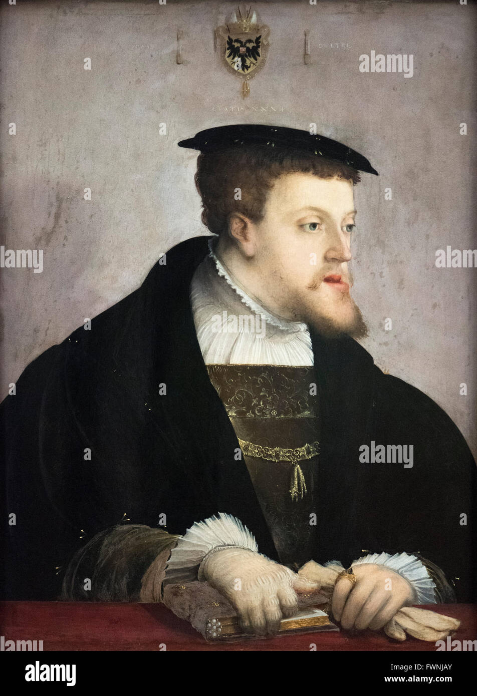 Christoph Amberger (ca. 1505-1561/62), il ritratto di Re Carlo V imperatore del Sacro Romano Impero, ca. 1535. Foto Stock