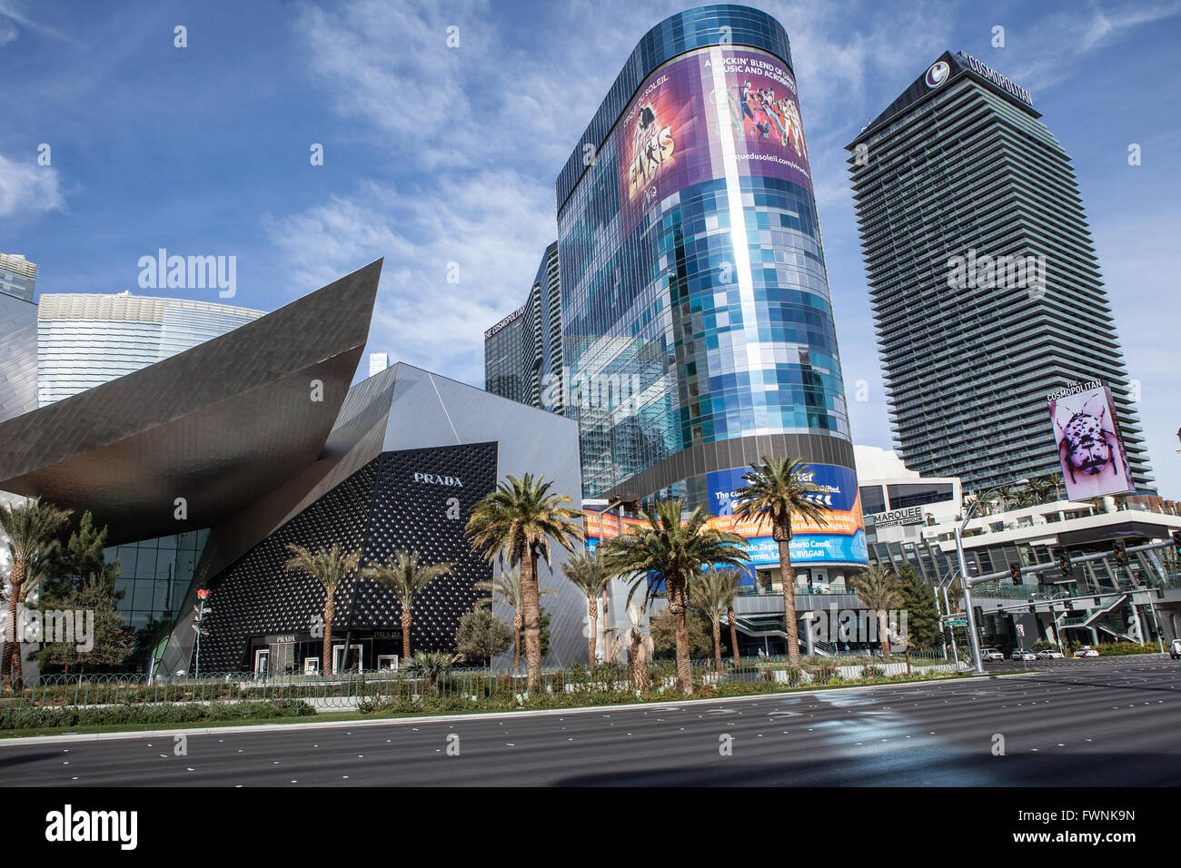 CityCenter sviluppo commerciale e Harmon Hotel torre sul Las Vegas Strip, 23 febbraio 2012 in paradiso, Nevada. Harmon Hotel è stata smantellata nel 2014 a causa di difetti di costruzione. Foto Stock