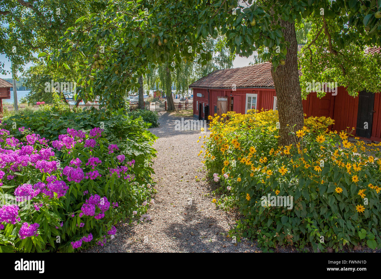 Estate in posizione idilliaca cittadina Mariefred in Svezia Foto Stock