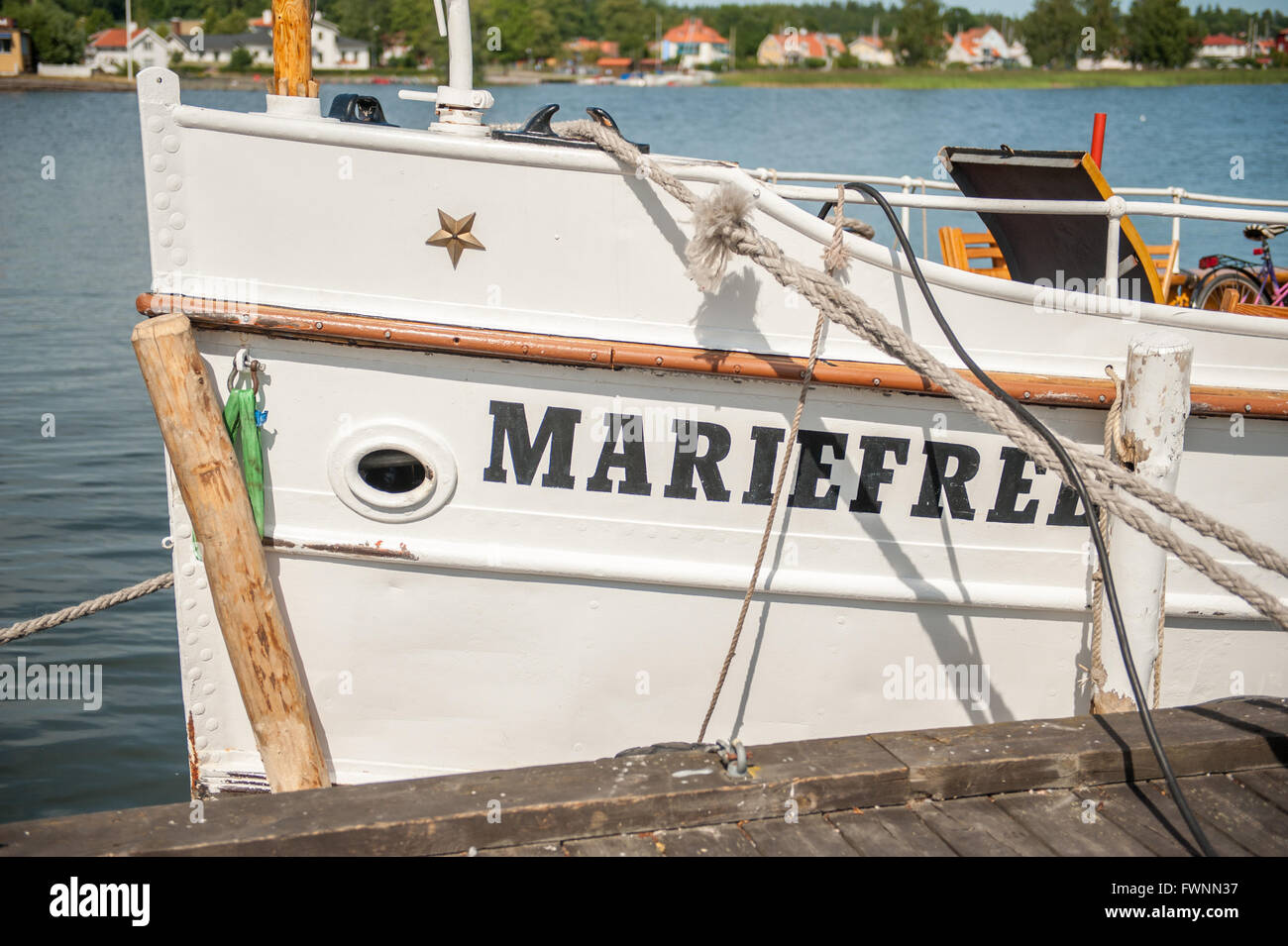 Estate in posizione idilliaca cittadina Mariefred in Svezia Foto Stock