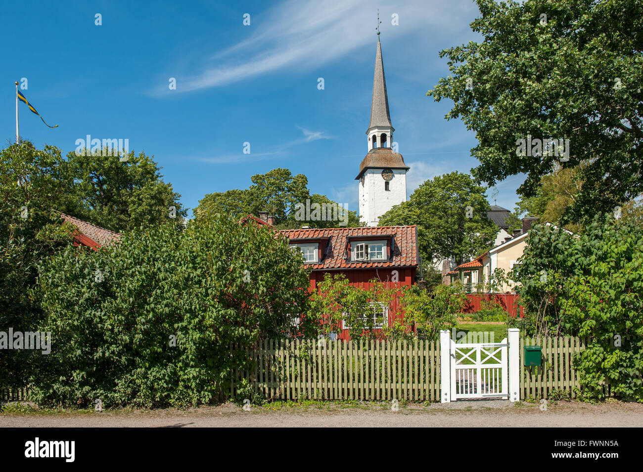 Estate in posizione idilliaca cittadina Mariefred in Svezia Foto Stock
