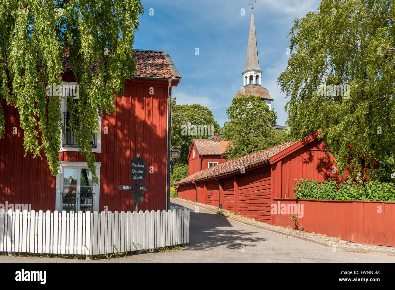 Estate in posizione idilliaca cittadina Mariefred in Svezia Foto Stock