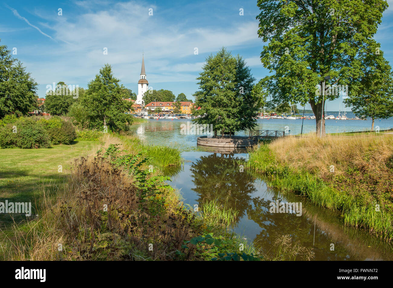 Estate in posizione idilliaca cittadina Mariefred in Svezia Foto Stock