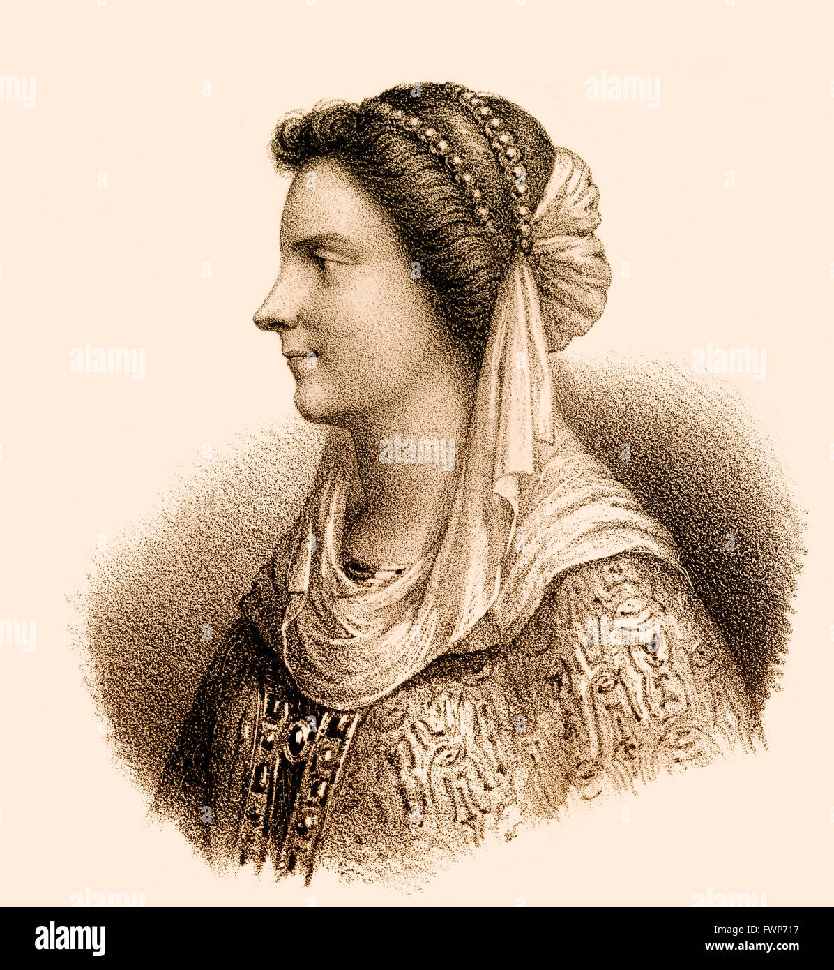 Nantechild, Nanthild, c. 610-642, una regina Frankish consorte e regent, moglie di Dagobert I, re dei Franchi, 629-639 Foto Stock