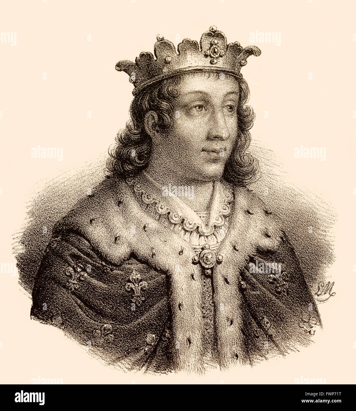 Chlothar III o Clotaire III, re dei Franchi dalla casa del Merovingians, settimo secolo, Frankenkönig aus dem Hause de Foto Stock