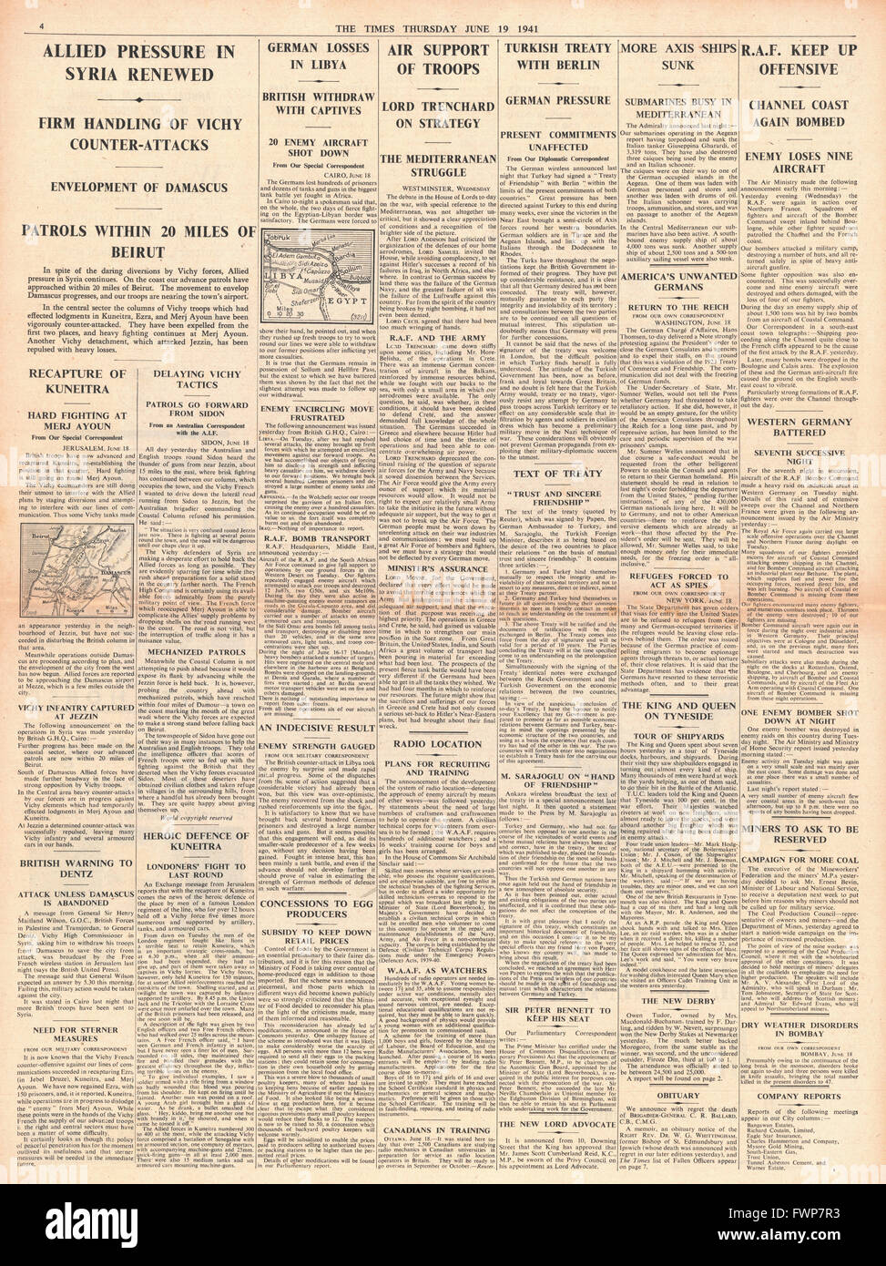 1941 Pagina 4 volte la Turchia firma un patto con la Germania e la battaglia per la Siria Foto Stock