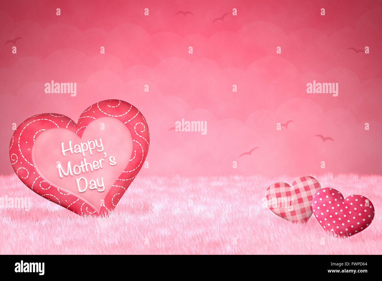 Carino piccolo cuore per la Festa della mamma su una sognante, sfondo rosa. Foto Stock