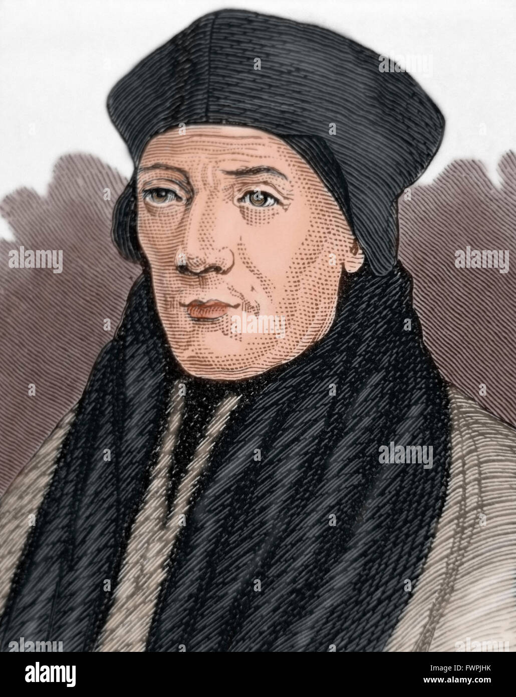 John Fisher (1469-1535). Vescovo inglese. Incisione. Colorati. Foto Stock