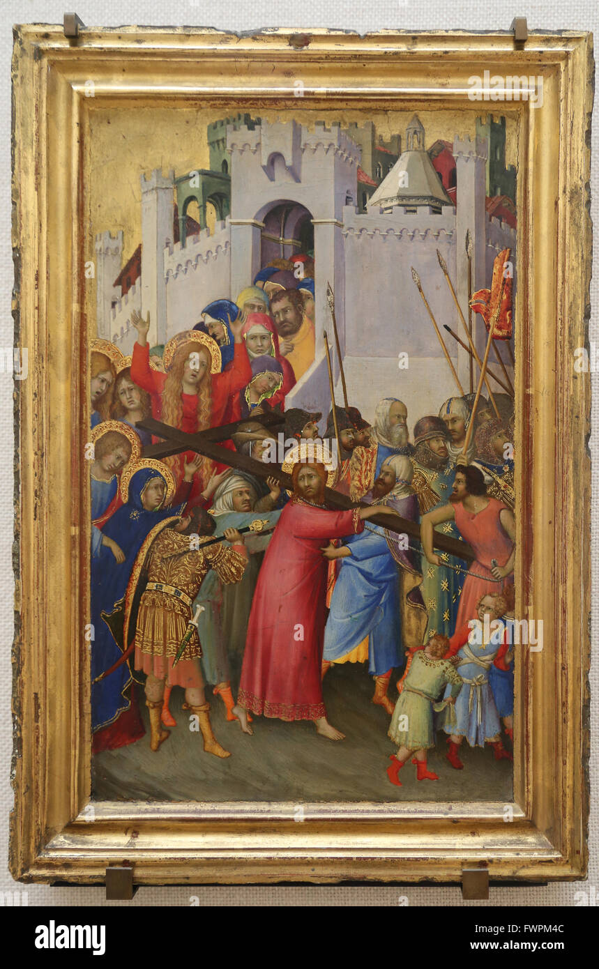 Simone Martini (1315-1344). Pittore italiano. In stile gotico. La realizzazione della Croce, c. 1335. Il museo del Louvre. Parigi. La Francia. Foto Stock