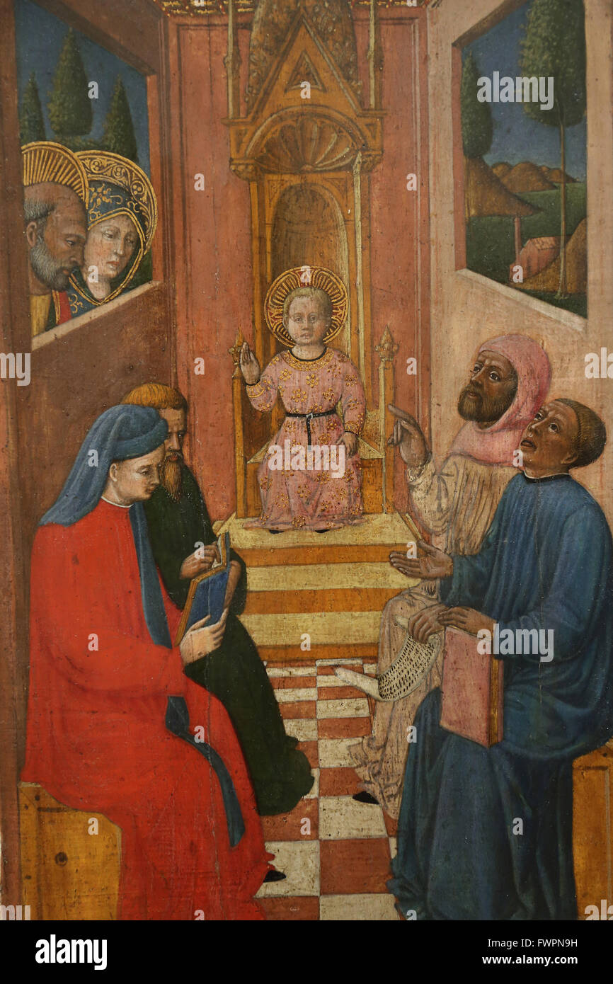 Giovanni Francesco da Rimini (1420-1470). L'Italiano Inizio pittore rinascimentale. La vita della Vergine, 1445. Gesù fra i dottori Foto Stock