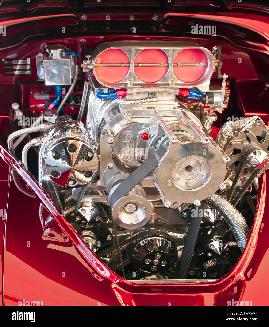 Hot Rod sovralimentata del motore V8. Foto Stock