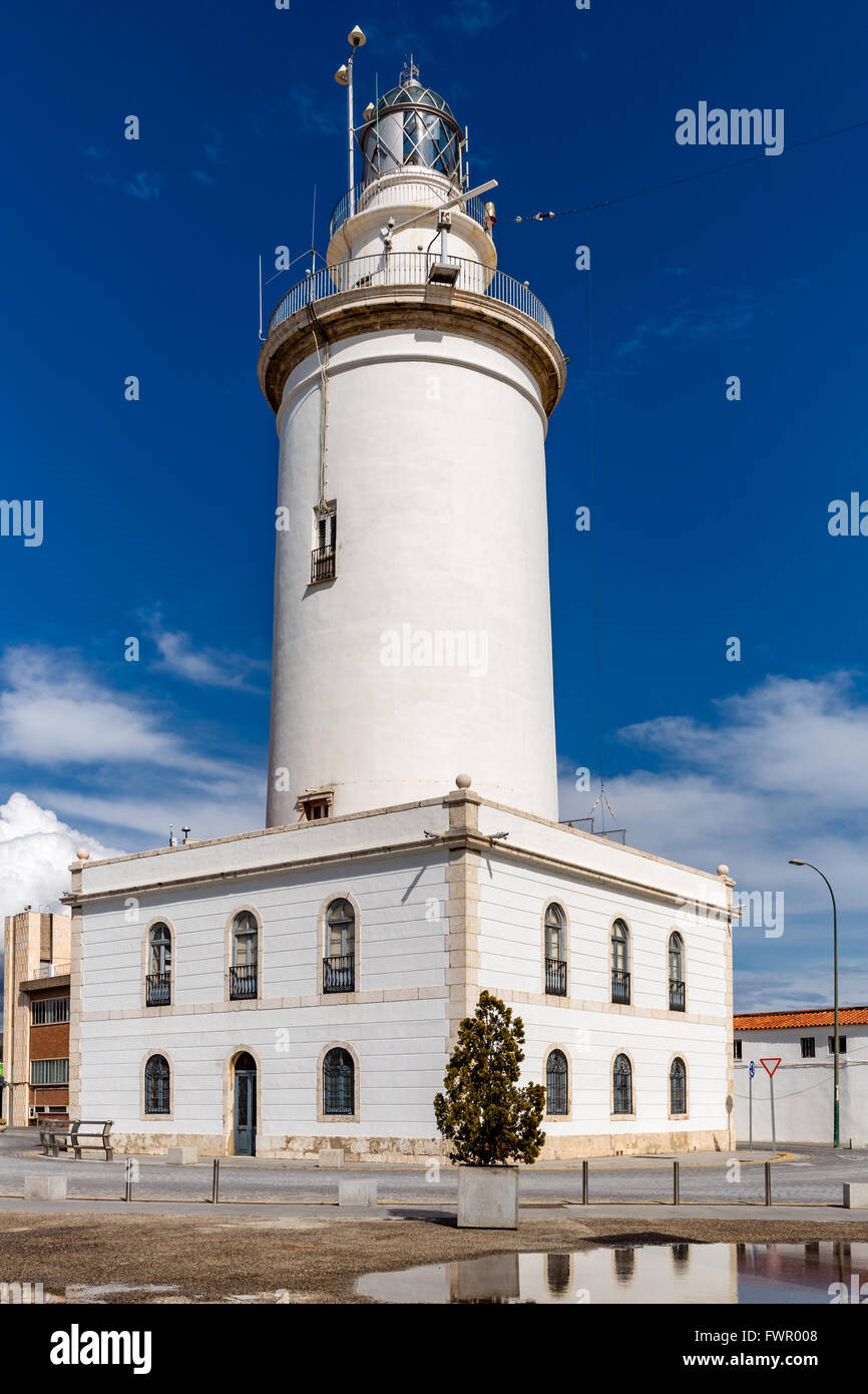 Faro di Malaga, Andalusia, Spagna. Foto Stock