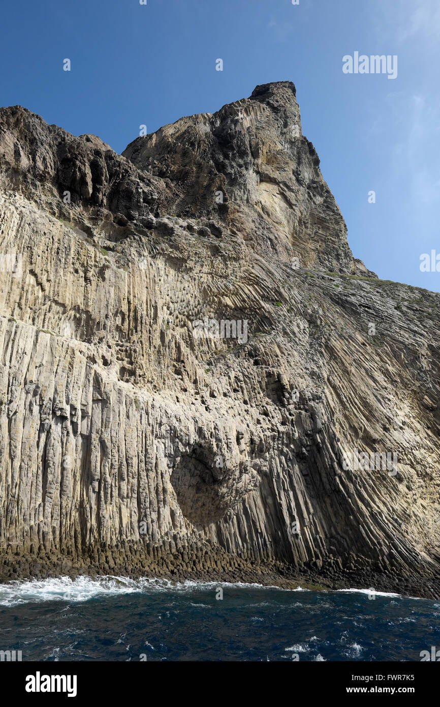Massiccio con colonne di basalto Los Órganos, La Gomera, isole Canarie, Spagna Foto Stock