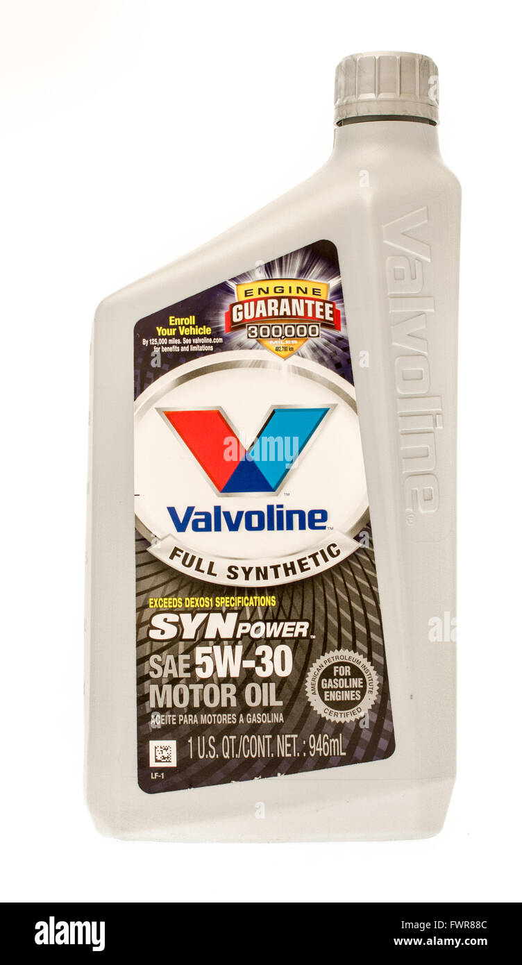 Winneconne, WI - 8 Settembre 2015: un litro di valvoline Synpower sintetico olio motore. Foto Stock