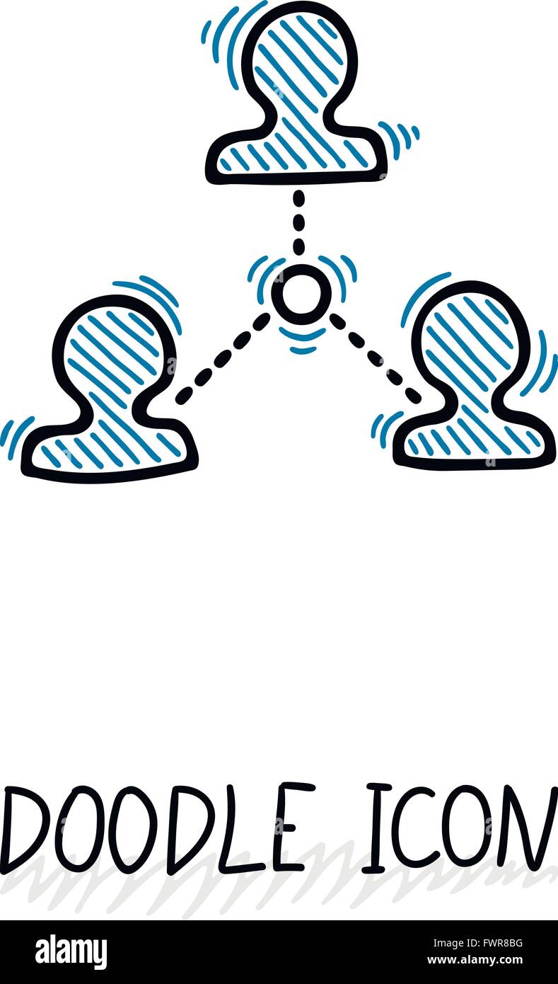 Doodle Icona di connessione. Vettore il concetto di comunicazione. Sociale. Illustrazione Vettoriale