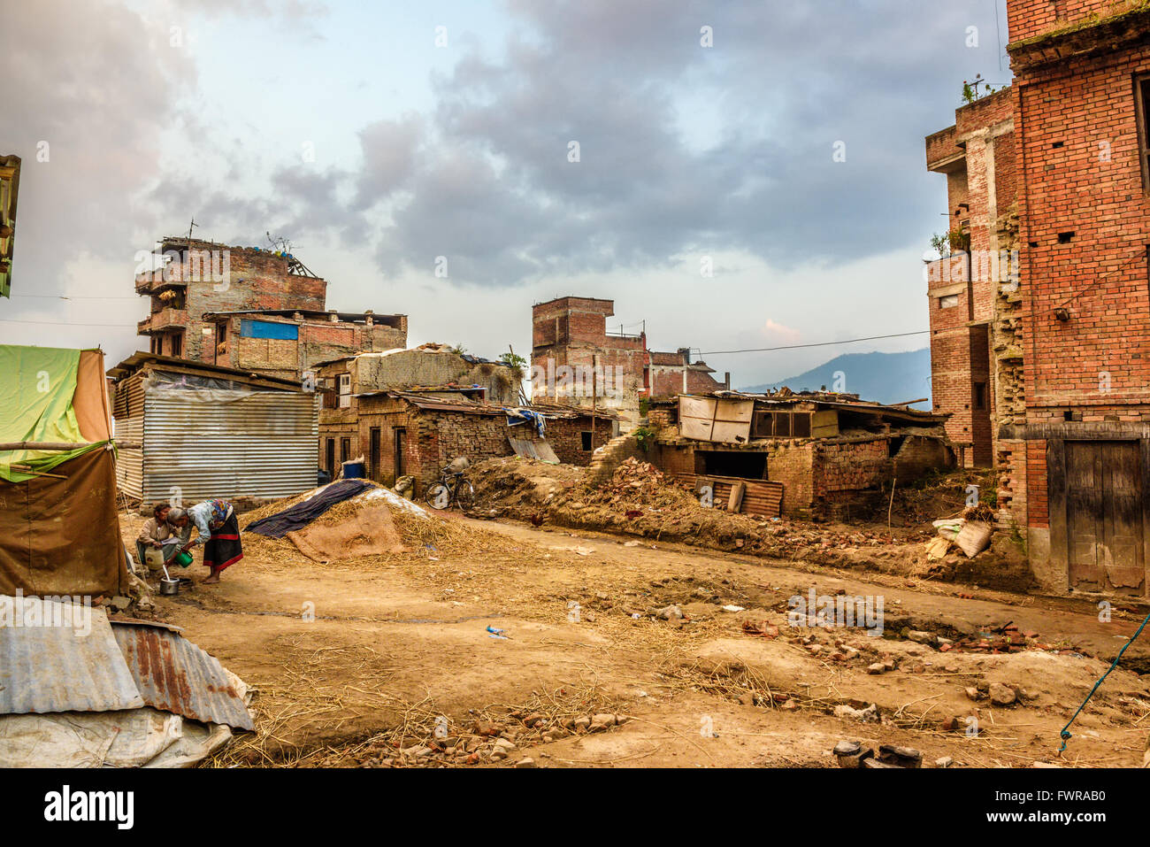 I danni del terremoto in Kathmandu Foto Stock