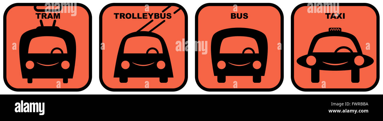 I mezzi di trasporto pubblico delle icone Foto Stock