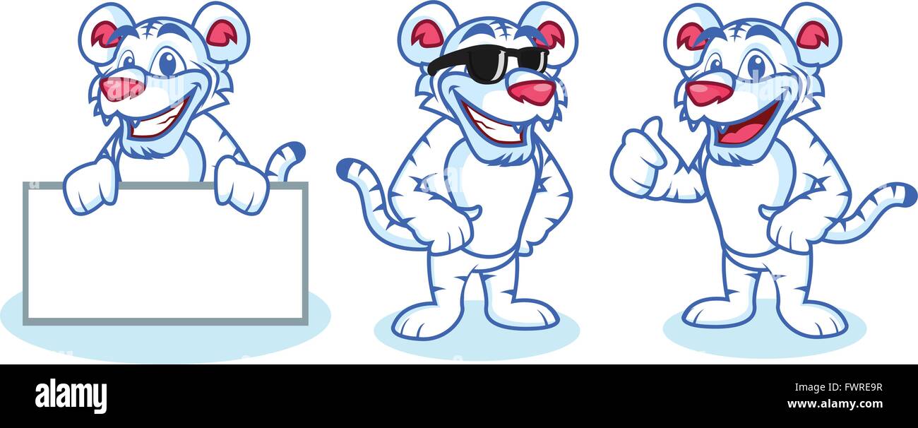 White Tiger Mascot felice Illustrazione Vettoriale