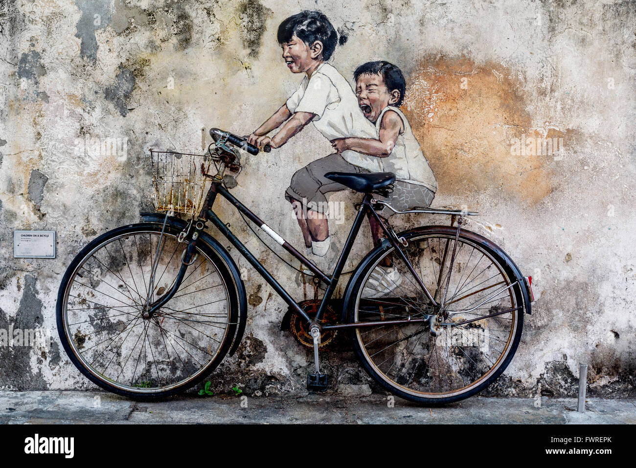 Artwork Bici Malaysia Penang Street Art Foto Stock