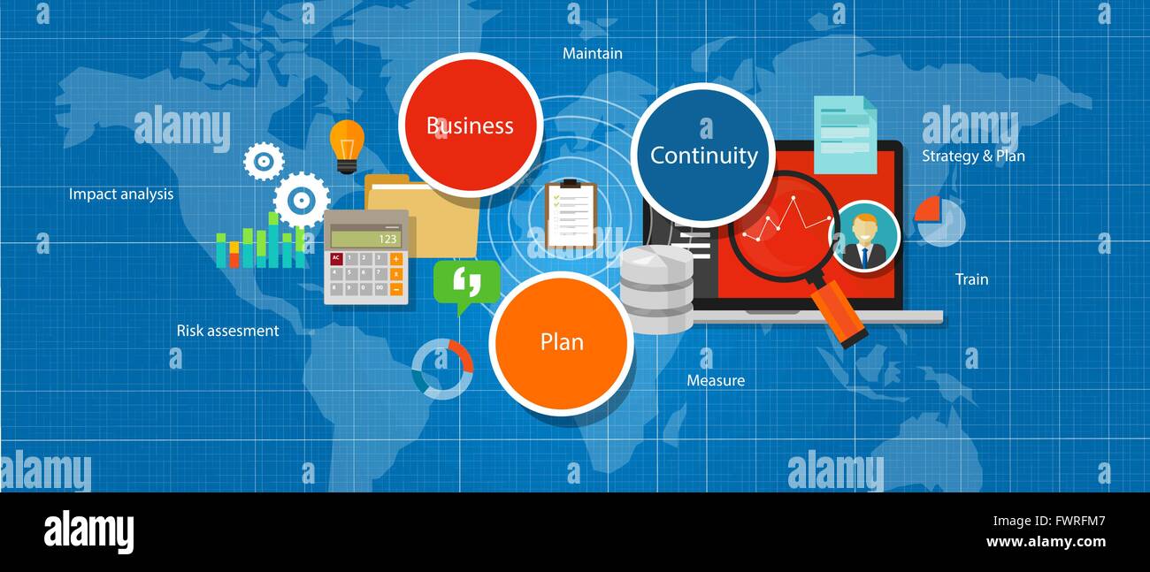Piano di continuità aziendale strategia di gestione di valutazione Illustrazione Vettoriale
