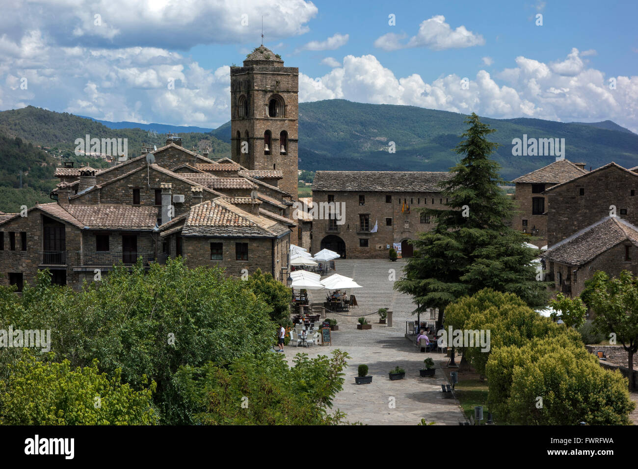 Aínsa old town. Huesca. Aragón. Spagna Foto Stock