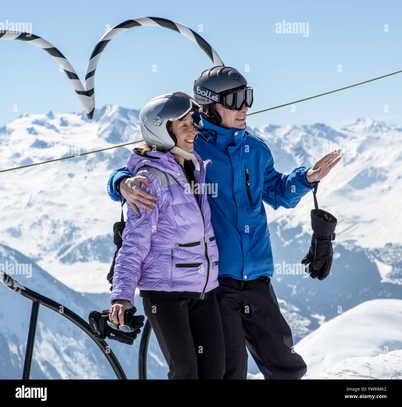 Sci giovane Photocall a La Plagne Francia Foto Stock