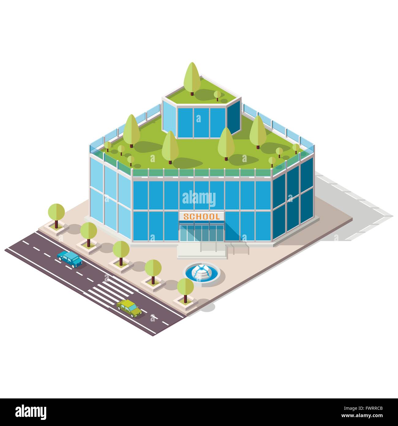 Scuola isometrica high-tech Illustrazione Vettoriale