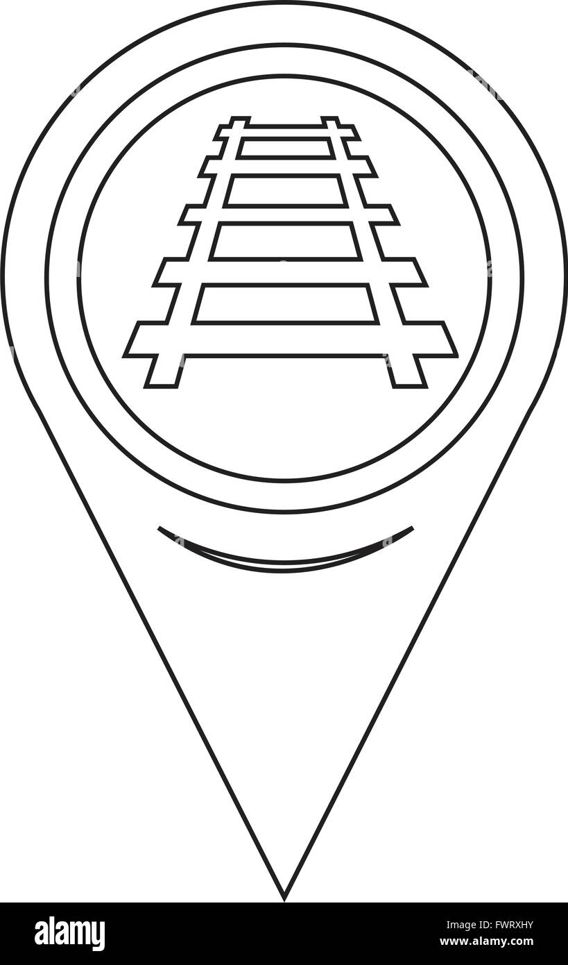 Puntatore Mappa ferroviaria icona traccia Illustrazione Vettoriale