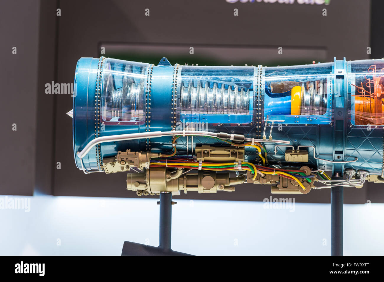 Visualizza i dettagli di motore a getto al Singapore Air Show 2016 Foto Stock