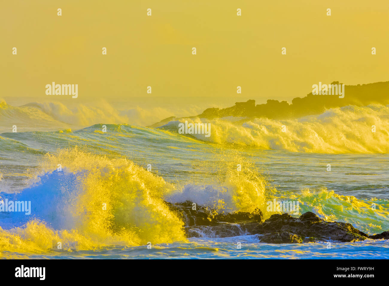 High surf si gonfia a Ho'okipa Beach, Maui Foto Stock