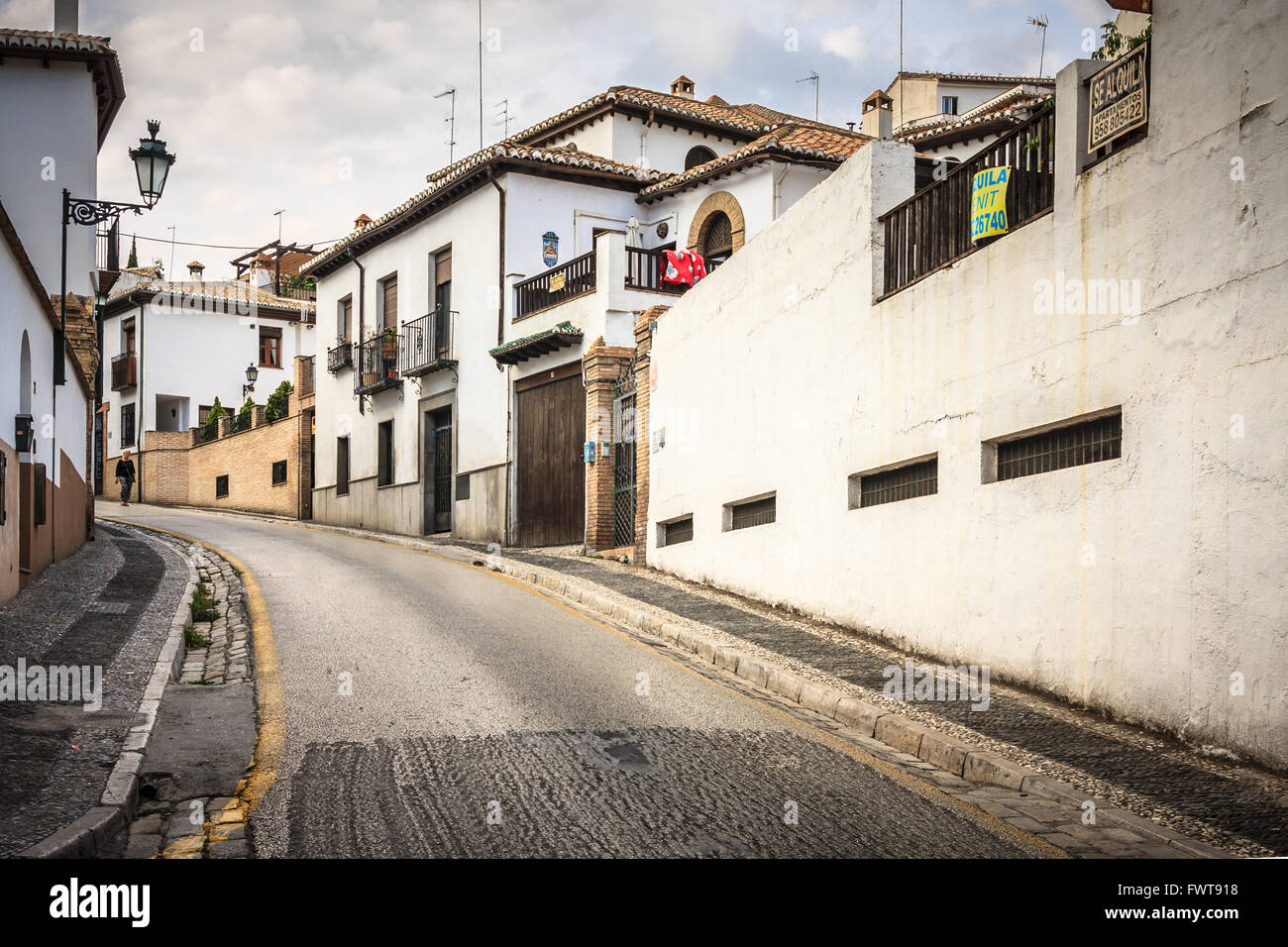 Cuesta del Chapiz street, città di Granada, Andalusia, Spagna Foto Stock