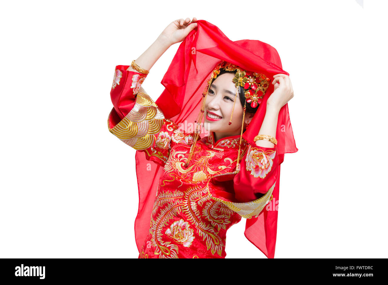 Bella Sposa in cinese tradizionale abito da sposa Foto stock - Alamy