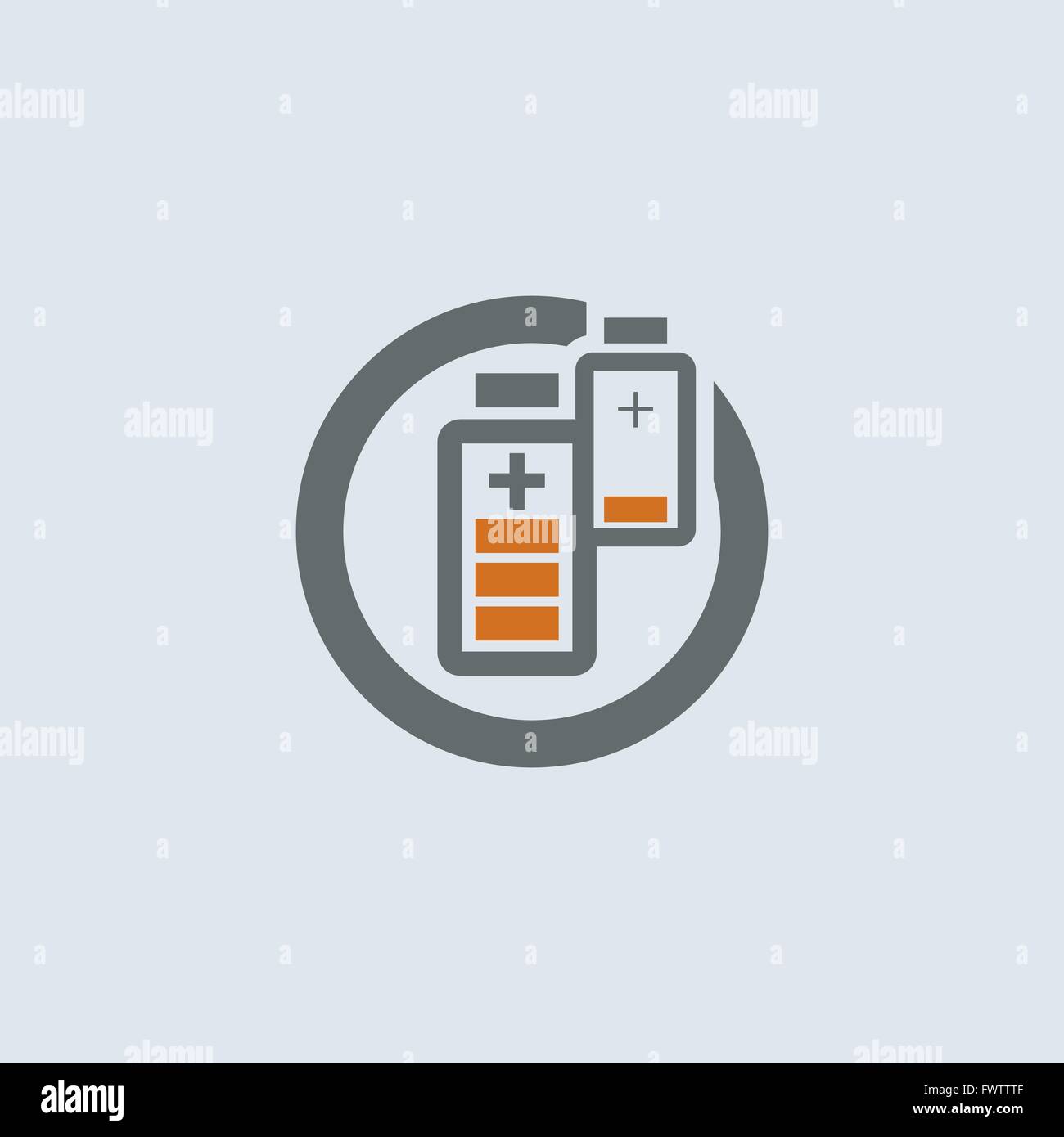 Grigio-arancio due batterie con bassa e alta carica round icona web Illustrazione Vettoriale