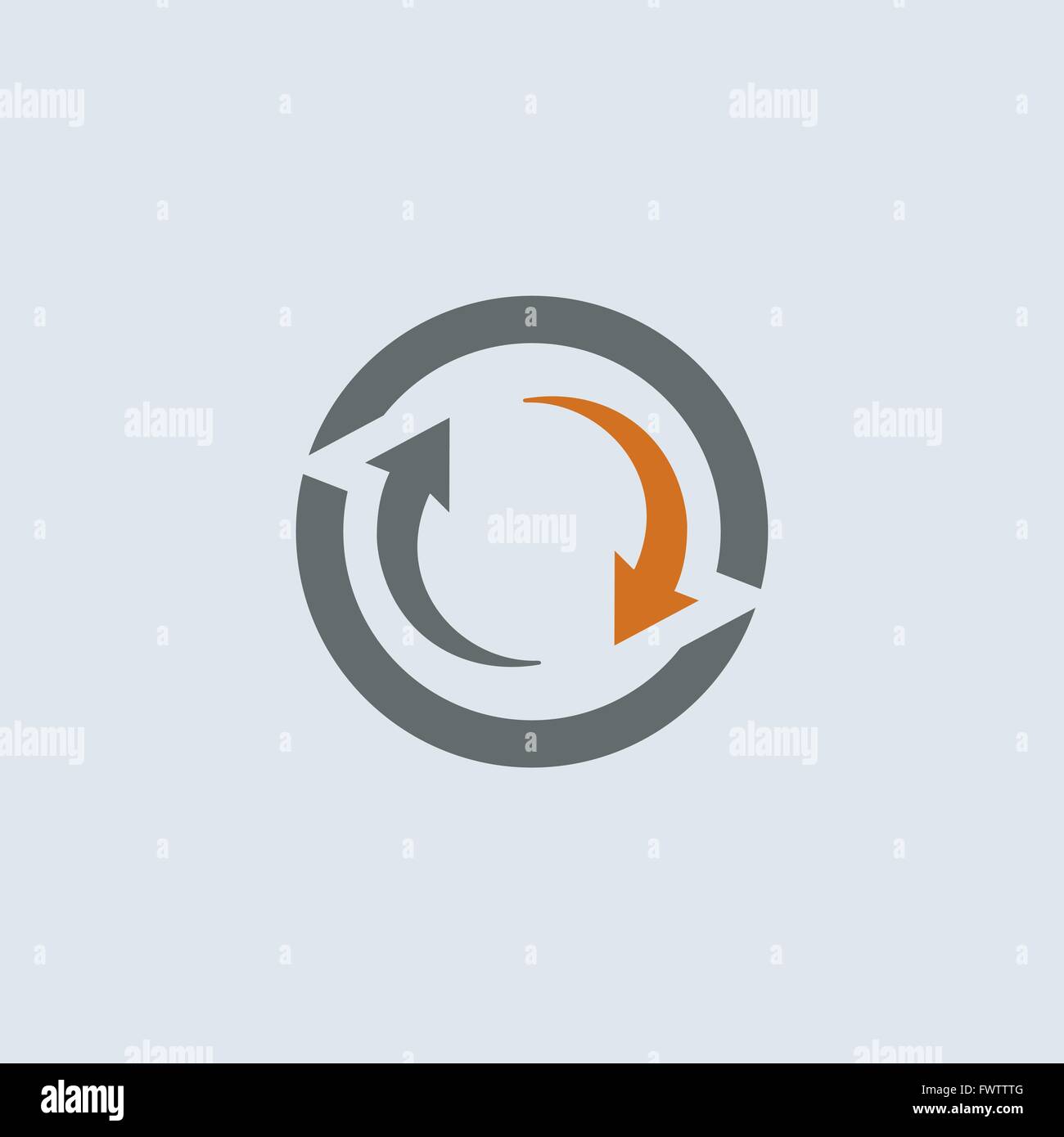 Grigio-arancio due frecce cycle round icona web Illustrazione Vettoriale