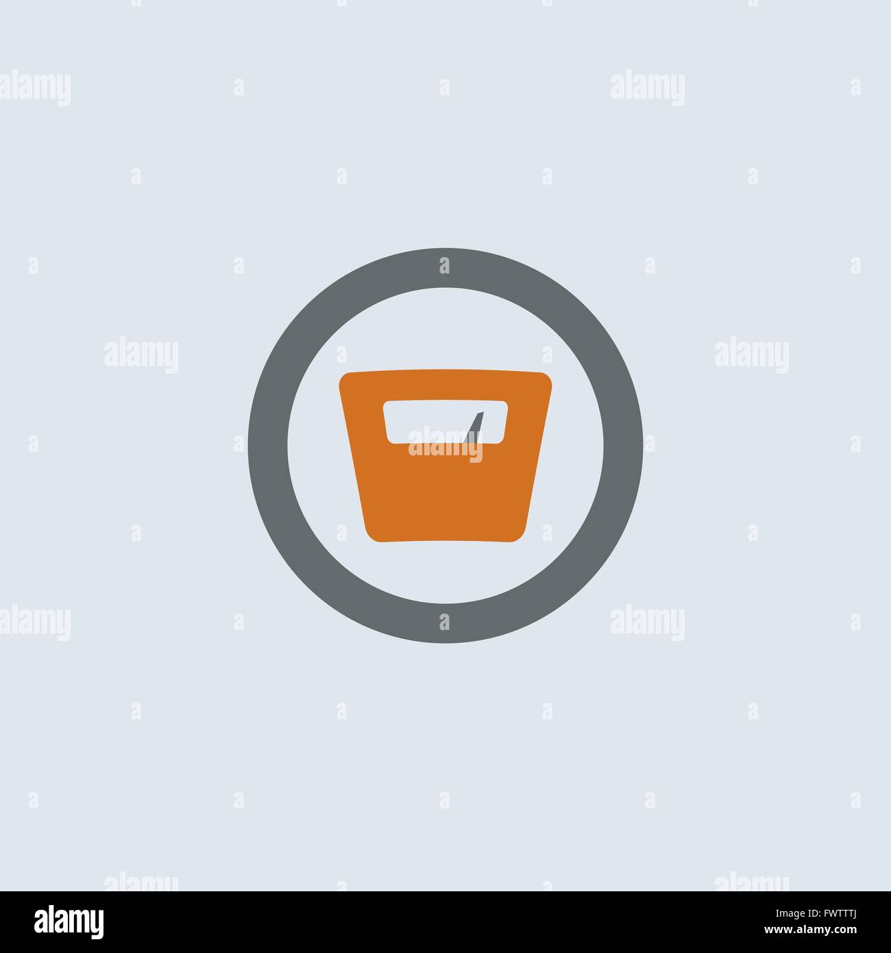Grigio-arancio di pesatura-macchina con freccia rivolta a elevato peso round icona web Illustrazione Vettoriale